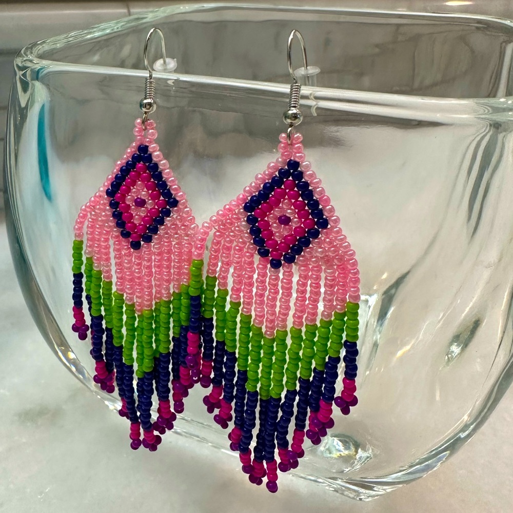 NEW beaded fringe earrings